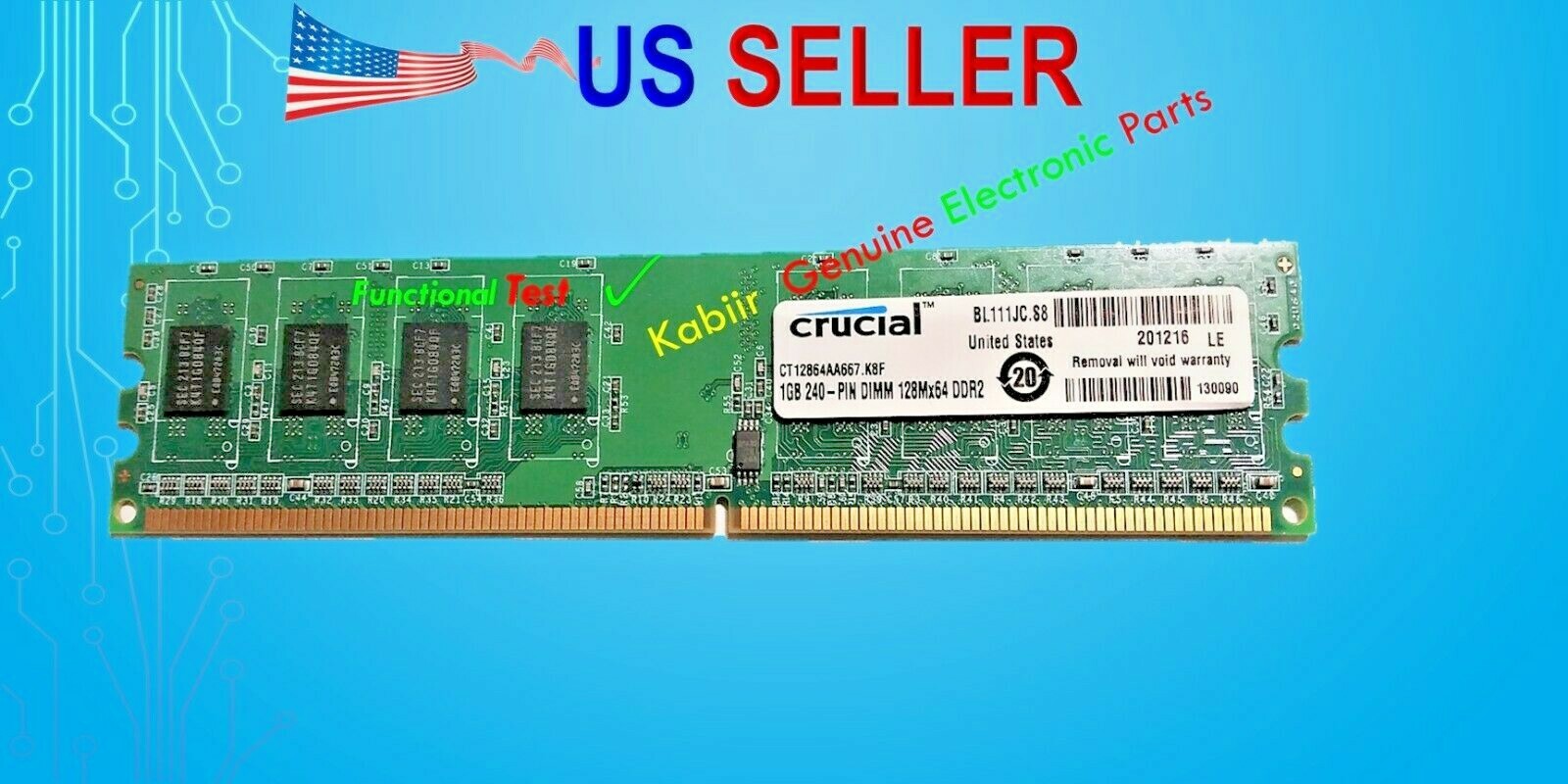 Crucial  1GBx8  240-PIN DIMM 128Mx64 DDR2 PC2 Desktop Memory Model CT12864AA667