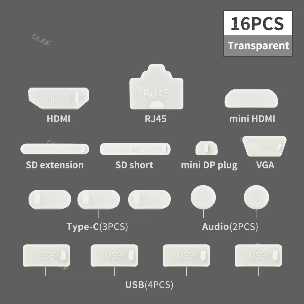16PCS Silicone USB Dust Plug Set Laptop Computer Port Protector Anti Dust