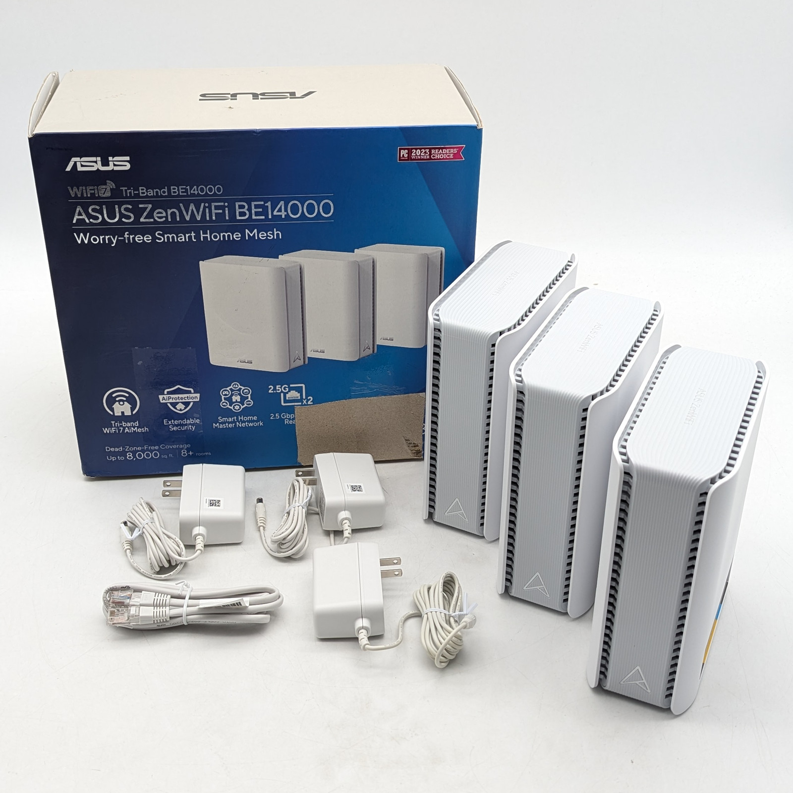 ASUS ZenWiFi BT8 Tri-Band Multi-Gig 3-Piece Mesh Wi-Fi System (BE14000) | White