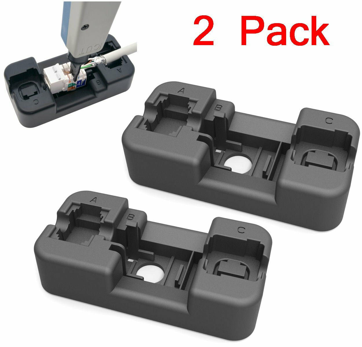 2 Pack Keystone Stand Holder for 110 Punch Down Tool RJ45 CAT6/5e RJ11 RJ12 Jack