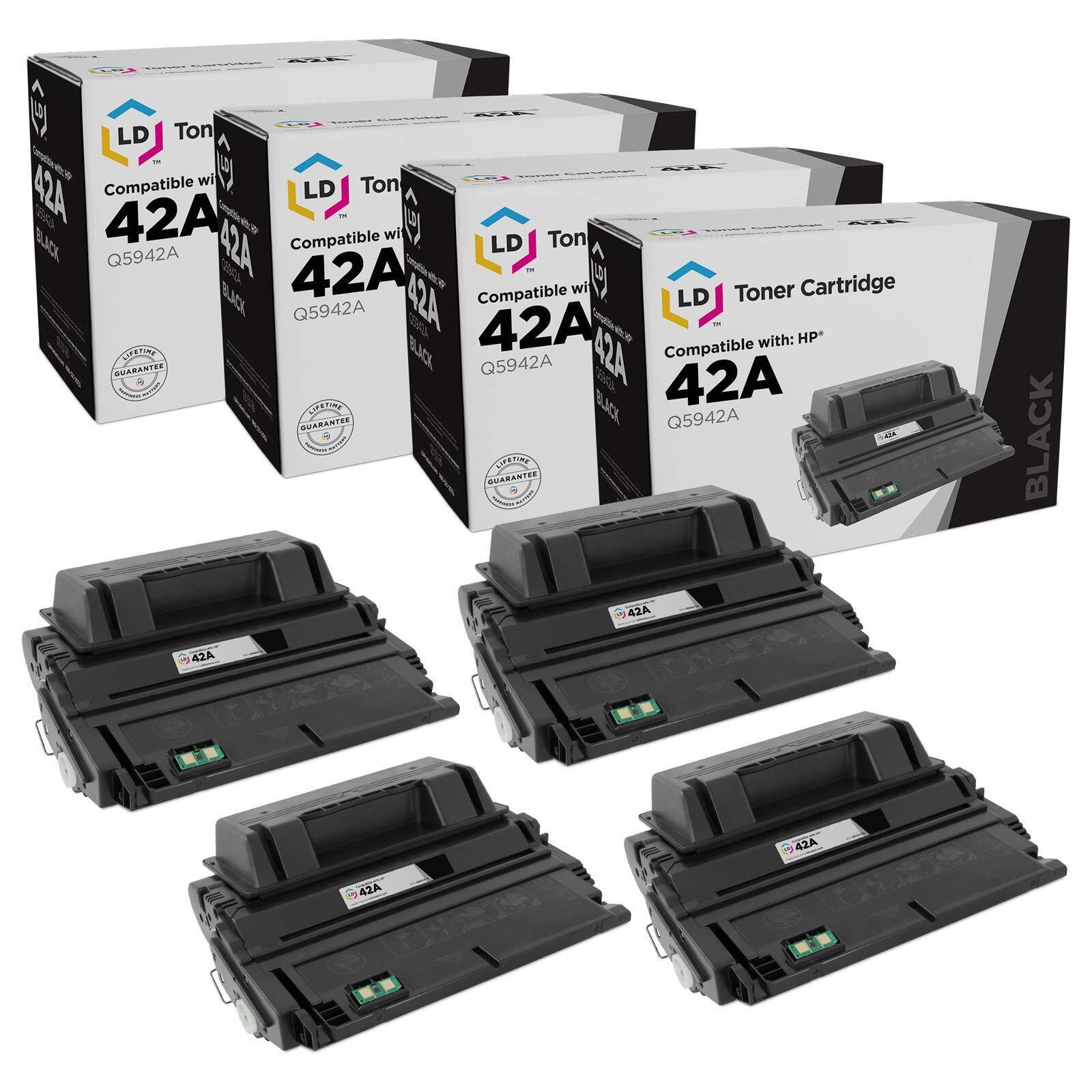 LD Compatible Replacement 4PK Q5942A 42A Black Toner for HP 4350 4240n 4350dtnsl