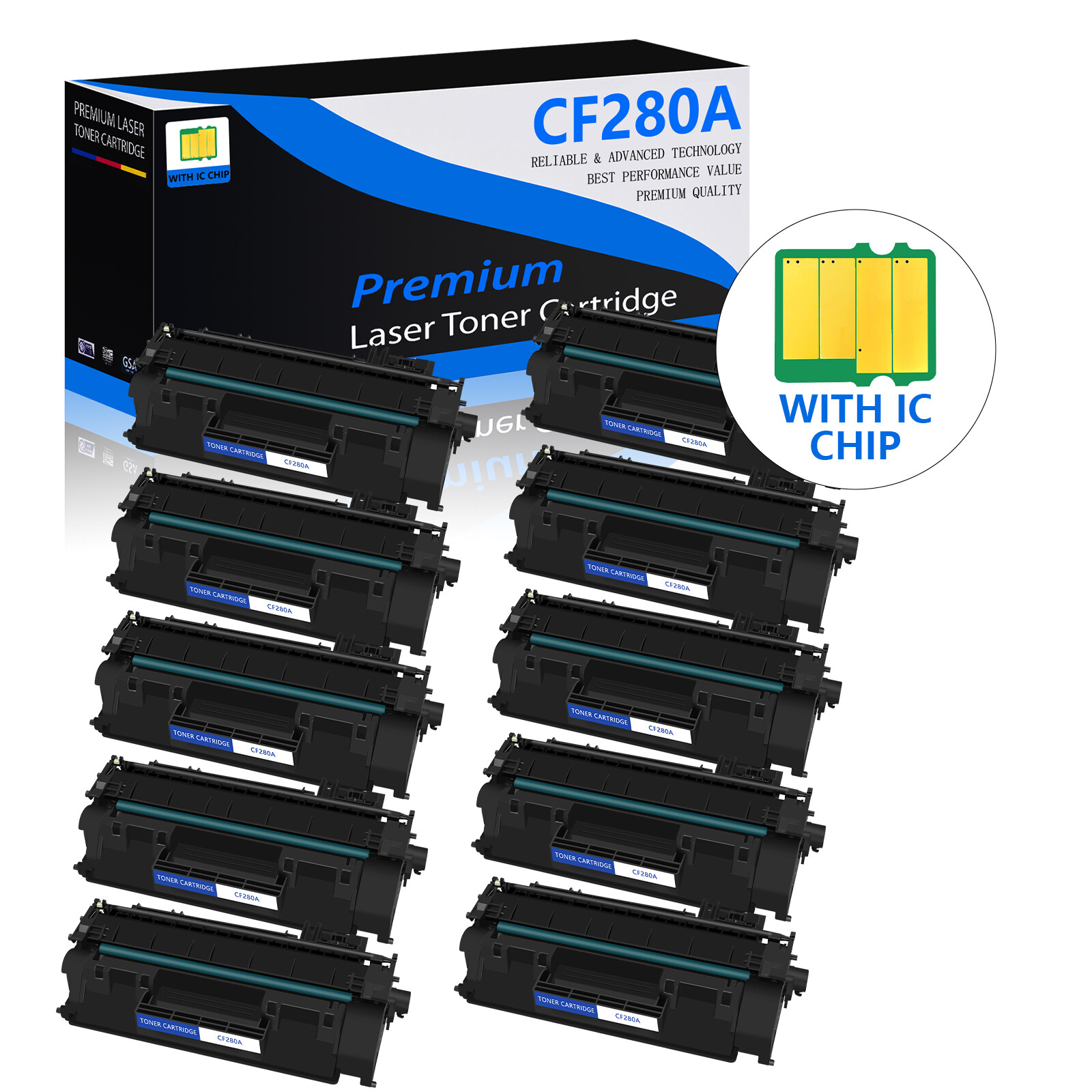 10x High Yield Black Toner for HP CF280A 80A LaserJet Pro 400 M401dn M401n M425d