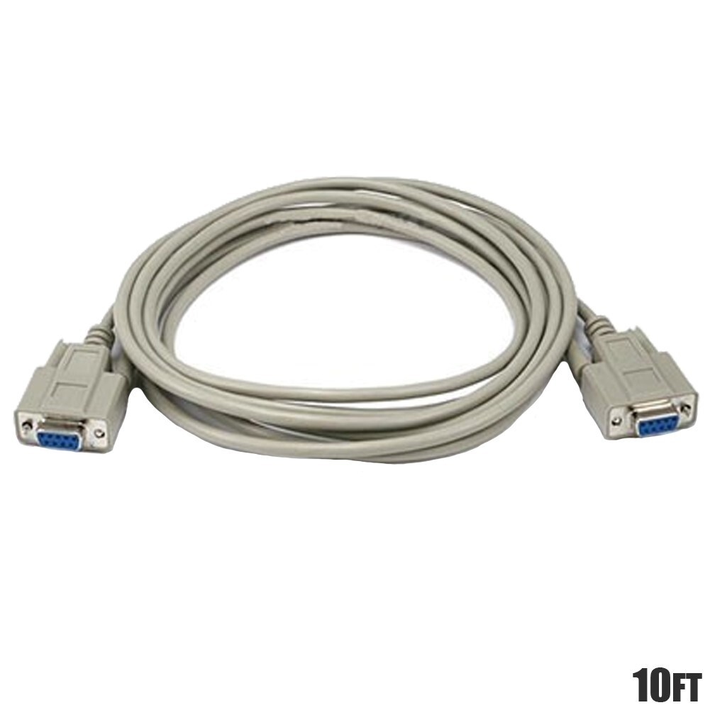 10ft Serial RS232 DB9 DB 9 9-Pin COM Port Female to Female F/F Molded Cable