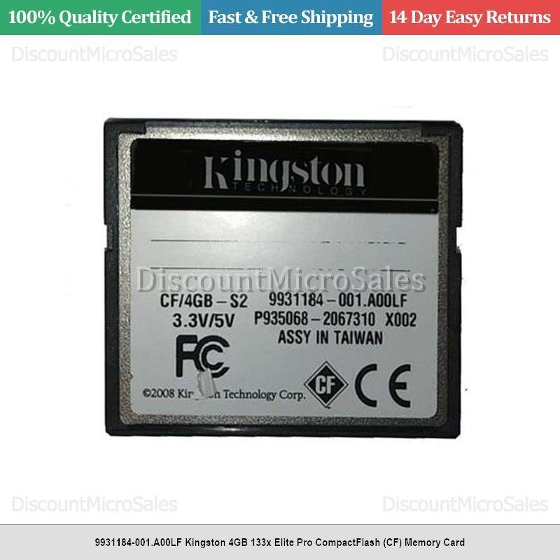 9931184-001.A00LF Kingston 4GB 133x Elite Pro CompactFlash (CF) Memory Card