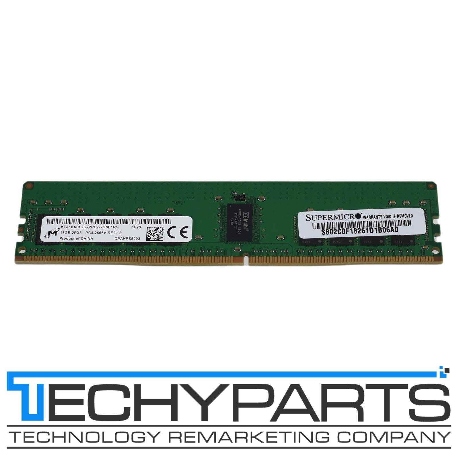 Micron 16GB 2Rx8 DDR4 PC4-2666V PC4-21300R REG ECC RAM MTA18ASF2G72PDZ-2G6E1