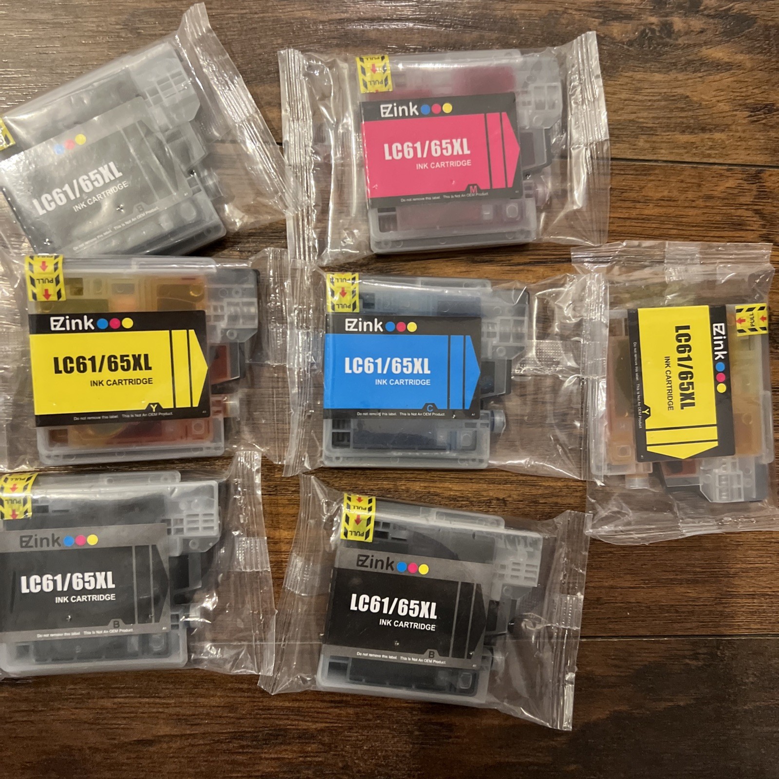 SET of 7 EZink Cartridges LC61/65XL BLACK and CYAN Ink Brother MFC Inkjet
