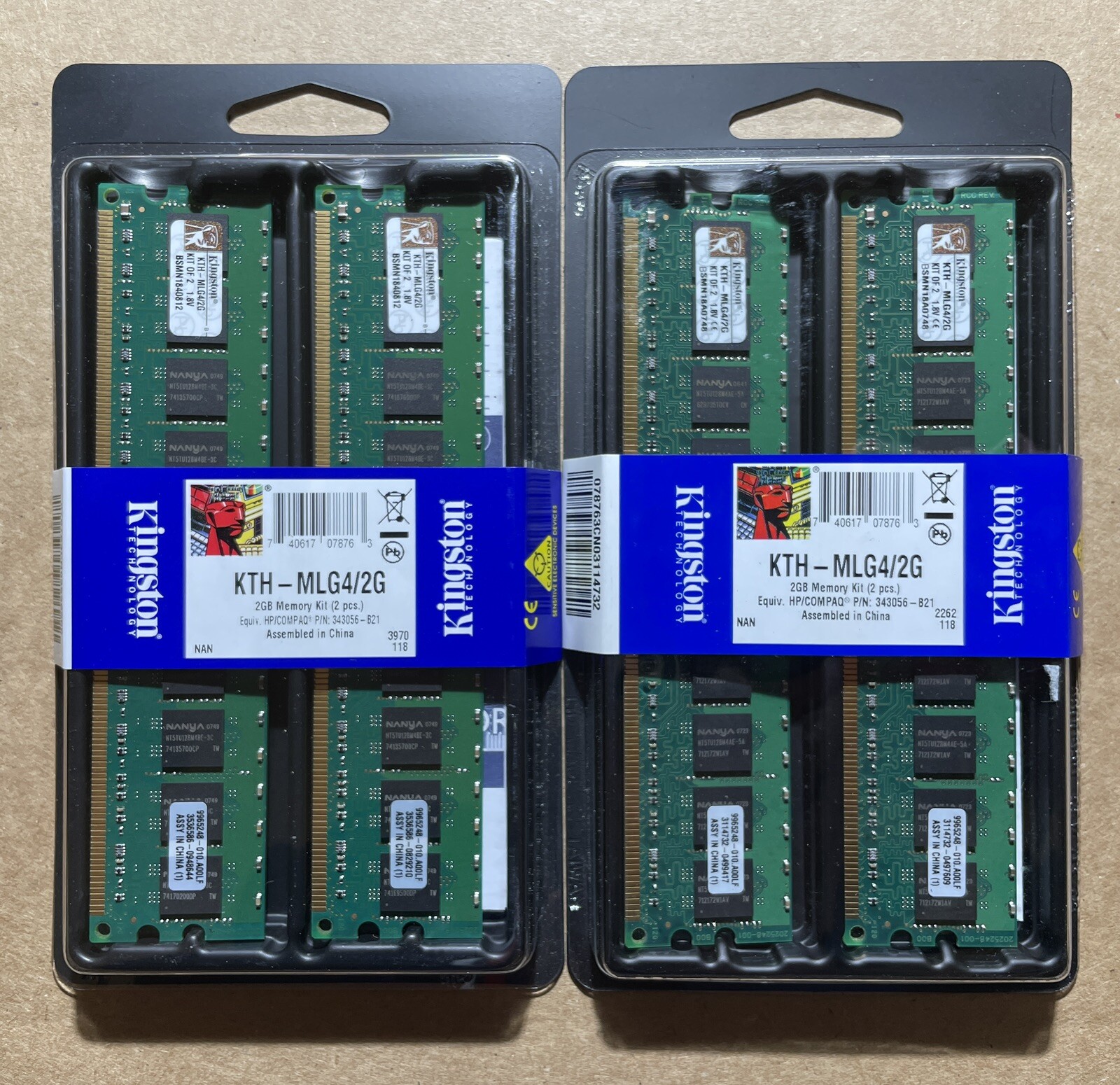 2x NEW Kingston PC2-3200 DDR2-400 2GB ECC REG KIT (1G X2) FOR SERVER KYH-MLG4/2G