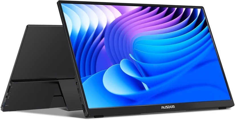 AUSDOM 15.6" Portable Laptop Monitor FHD 1080P LCD 1.65 lbs 2nd Display w/Cables