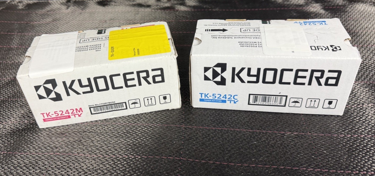 2pc SEALED Genuine Magenta Cyan Kyocera TK5242 Toner M5526cdw P5026cdw ShipsFast