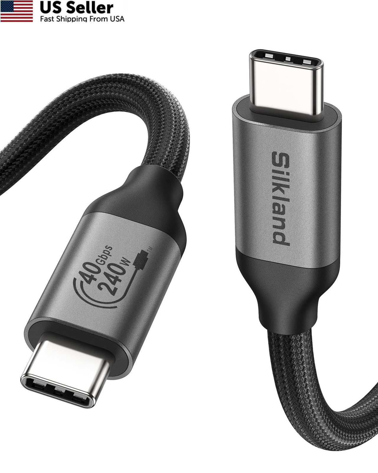 Silkland 40Gbps USB 4 for Thunderbolt 4 Cable 4FT, 240W PD3.1, Grey