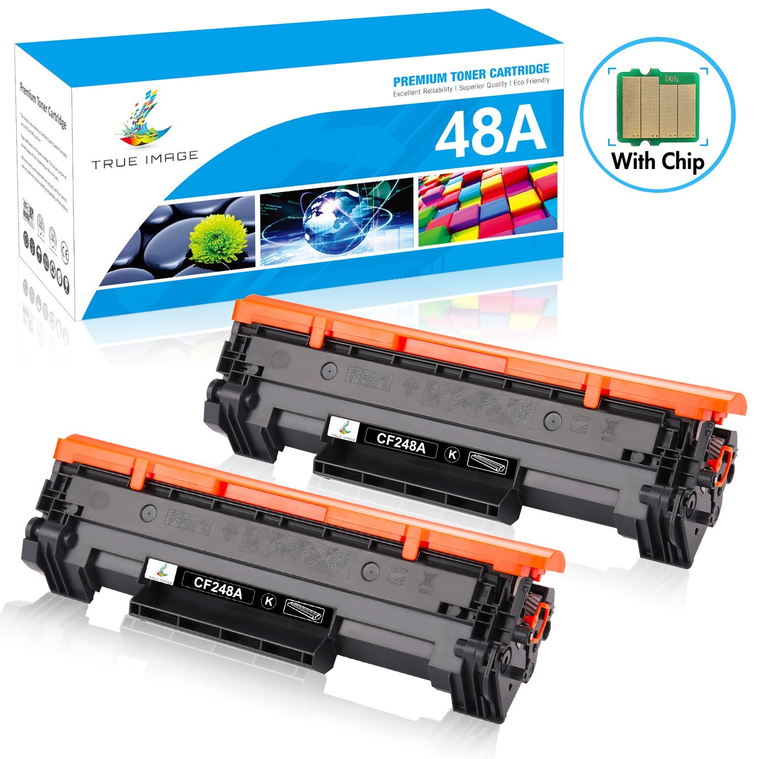 2PK CF248A 48A Toner Cartridges for HP LaserJet Pro M14 M15W M17 M29W M28W M30w