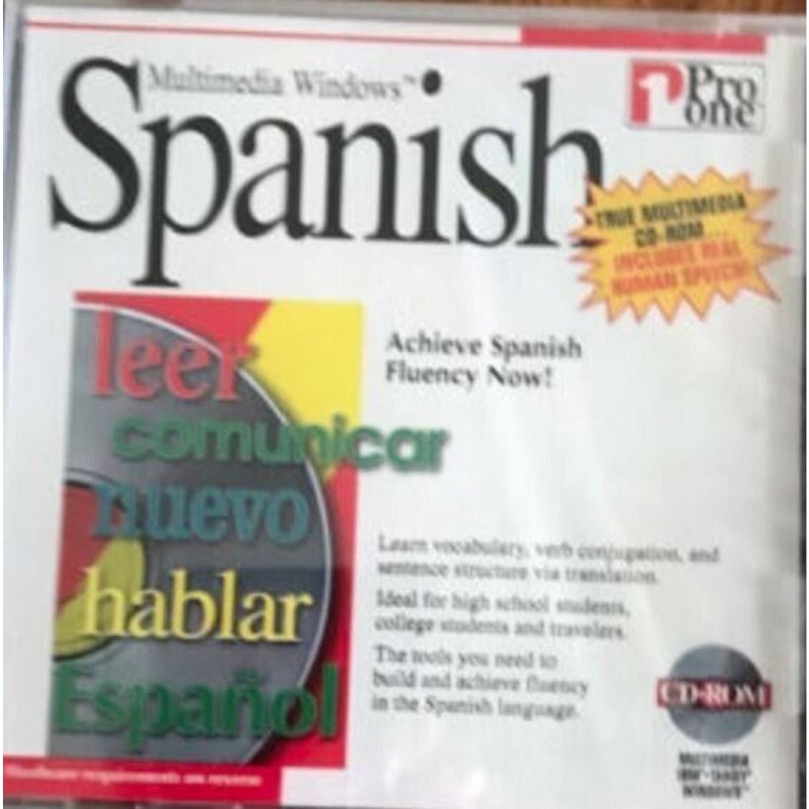 Multimedia Windows Spanish Pro One CD-ROM (PC, 1994) IBM Windows 95 3.1 Sealed