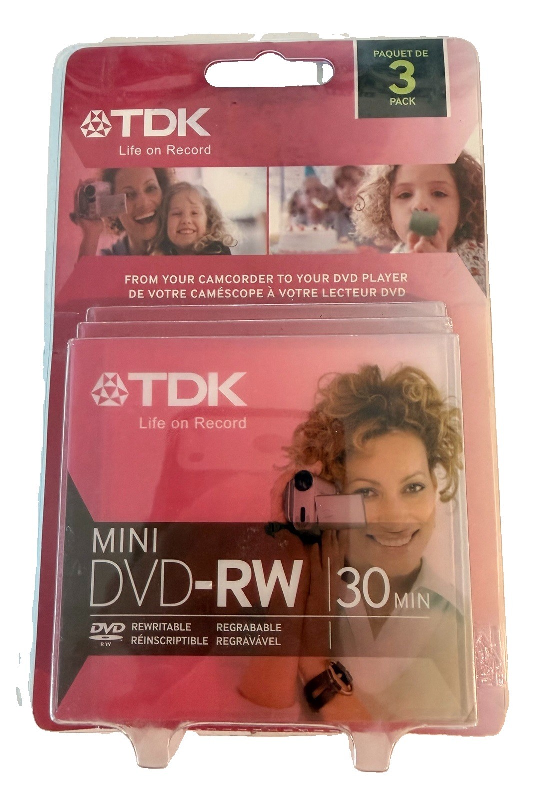 TDK Mini DVD-RW 30 Min Rewritable 3 Pack BRAND NEW SEALED C22