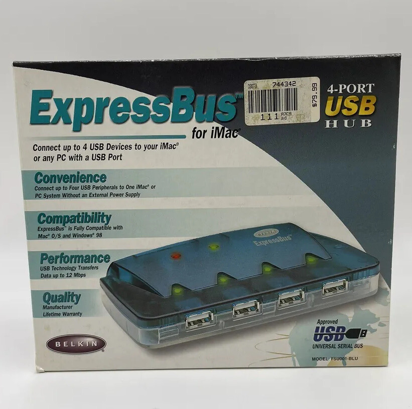 New Belkin  ExpressBus (F5U001BLU) 4-Ports External Hub