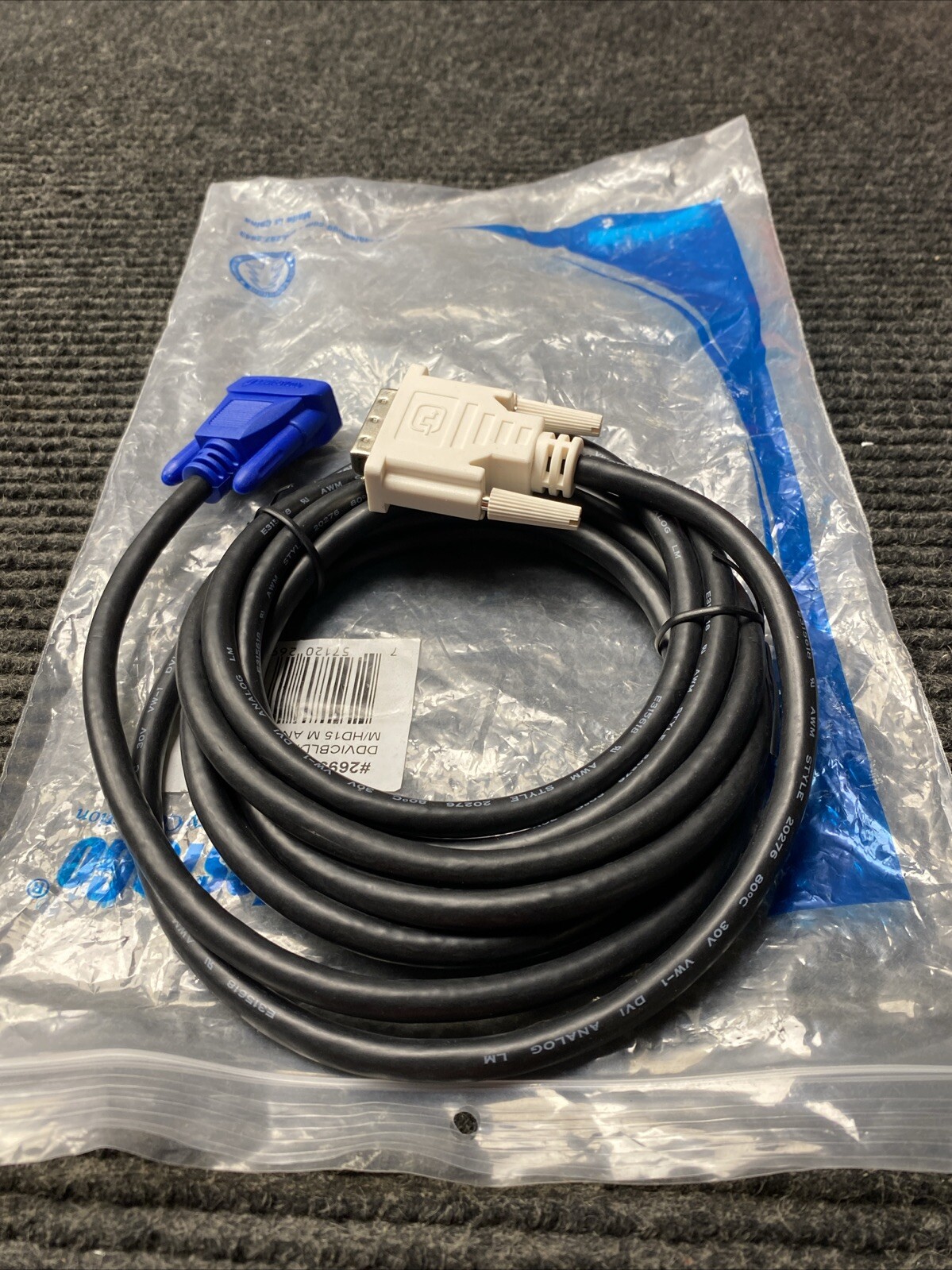 DVI Male to HD15 VGA Male Video Cable (6.5ft) - DVI-A Male - HD