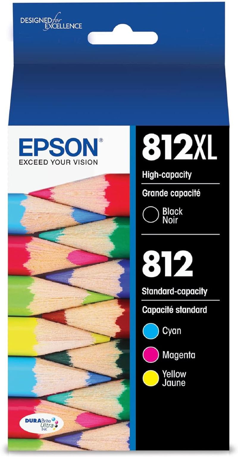 EPSON 812 Durabrite Ultra Ink High Capacity Black & Standard Color Cartridge Com