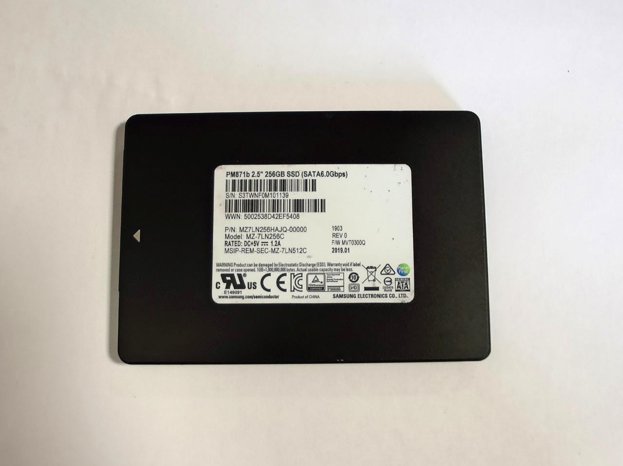 Samsung PM871b 2.5" 256GB SSD SATA 6.0Gbps MZ-7LN256C MZ7LN256HAJQ