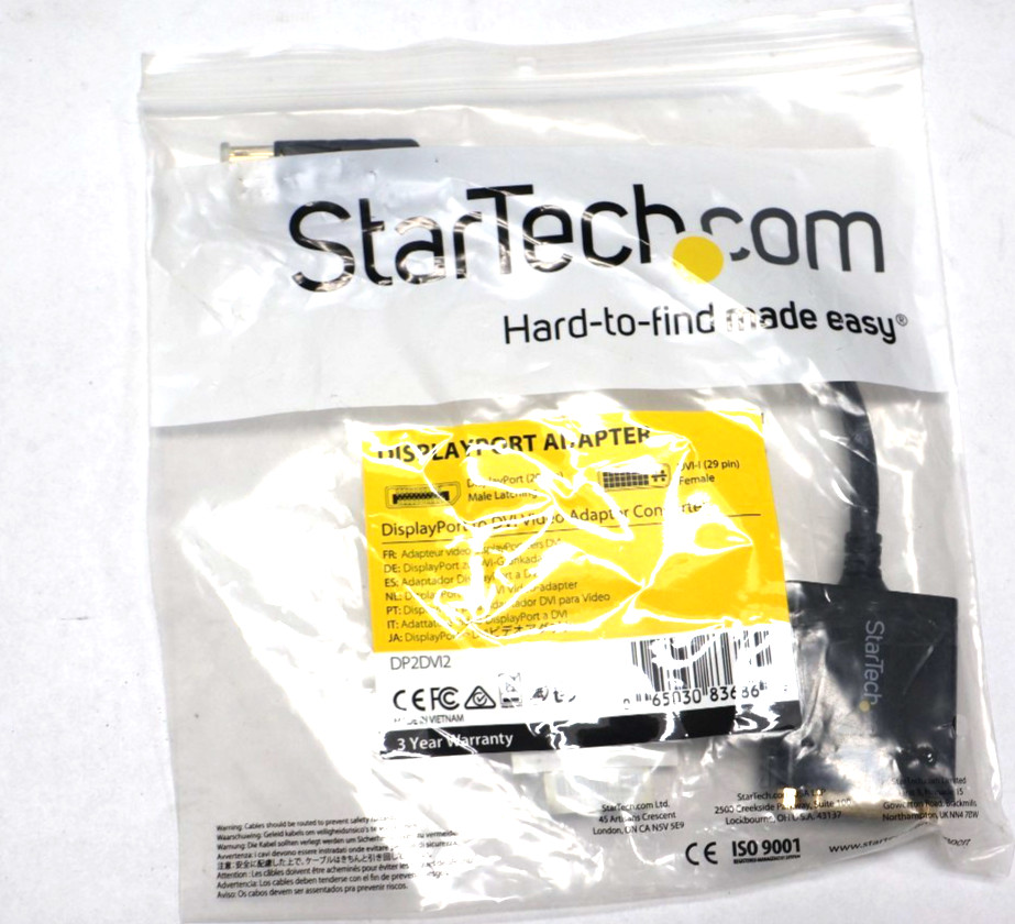 StarTech DP2DVI2 DisplayPort to DVI Adapter Converter New