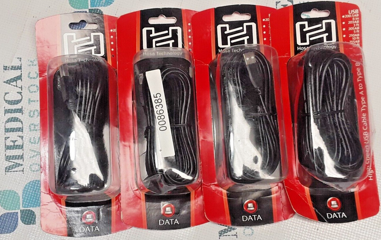 USB-215AB - HOSA - HIGH SPEED USB CABLE - TYPE A TO TYPE B - SEALED LOT 0F 4 NEW