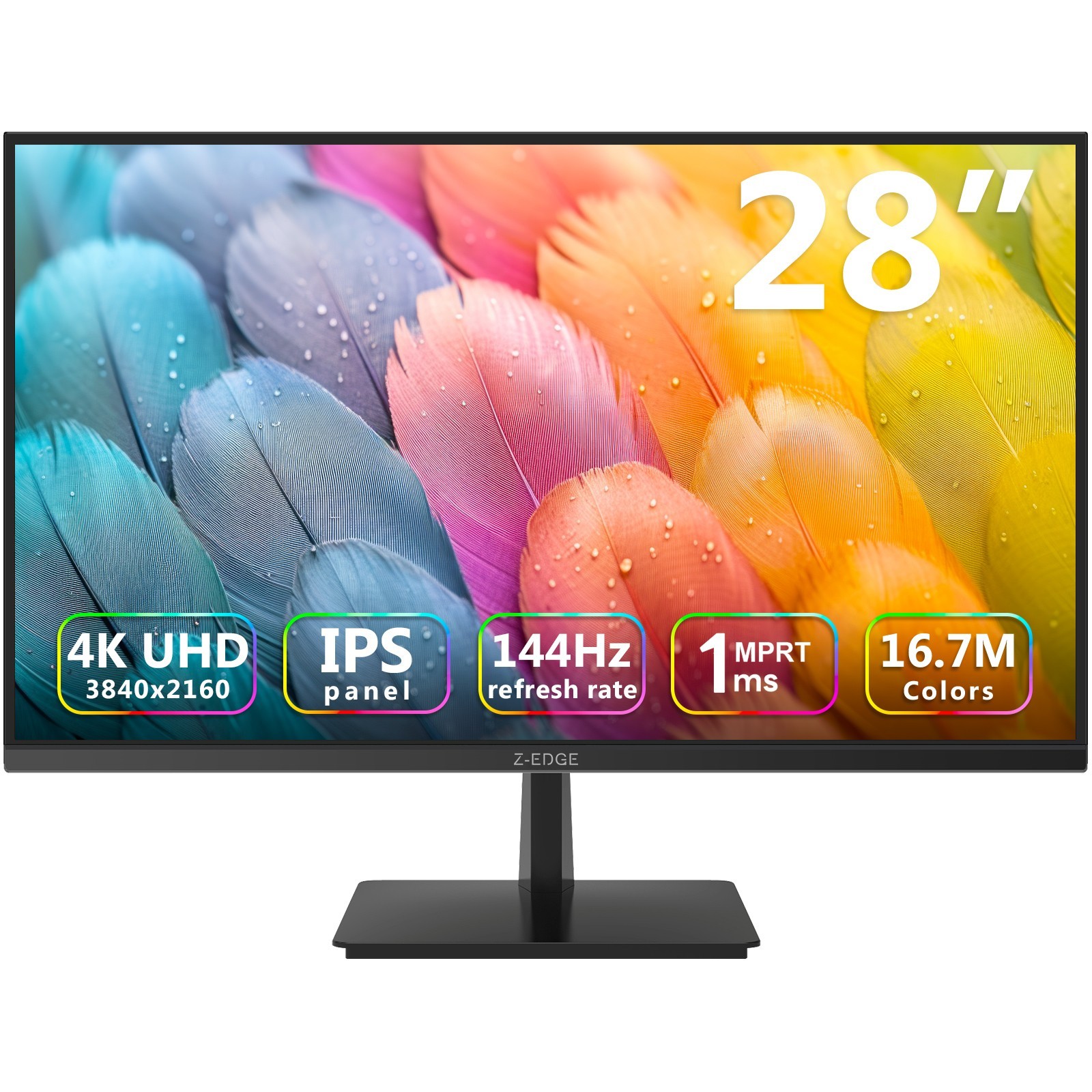 Z-EDGE 28" Ultra HD 4K 3840 x 2160 144Hz 4ms IPS Gaming Monitor, HDMI x2, DP x2