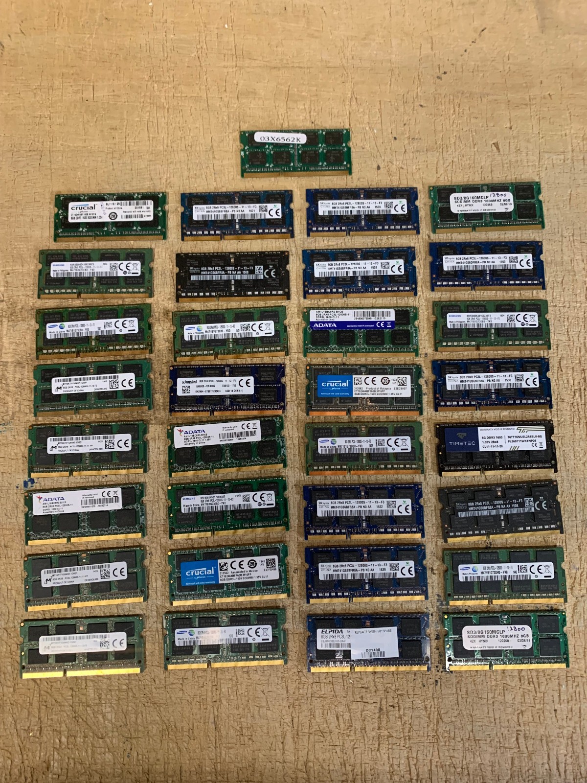 Lot of 33 x 8GB PC3L-12800S Mixed Brands Laptop Ram, Tested, 