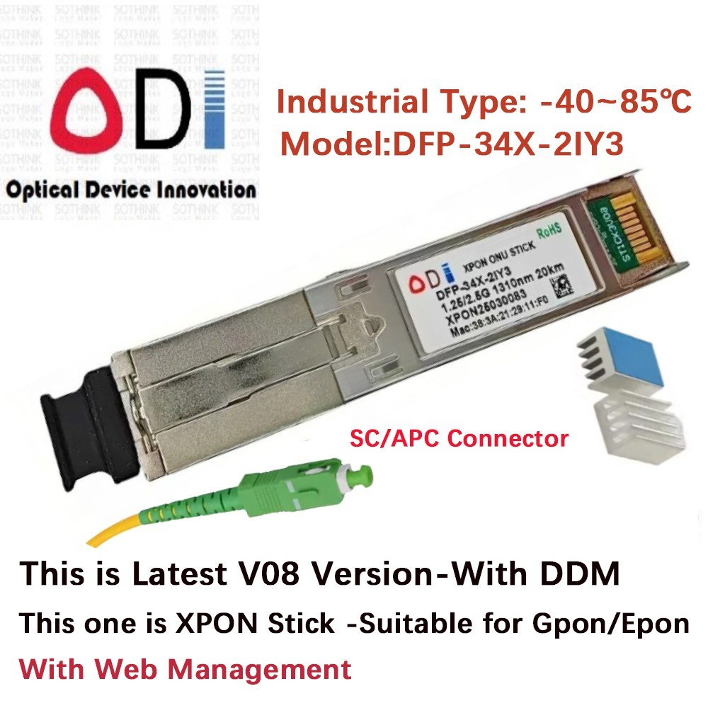 ODI XPON STICK EPON Stick  SFP GPON ONU With MAC SC 1310nm/1490nm  20KM OLT