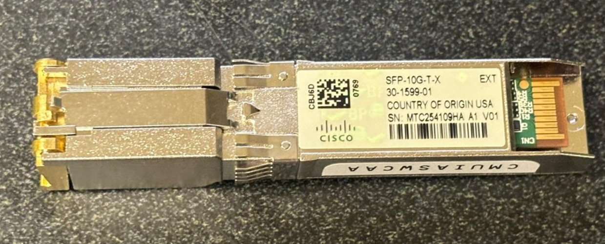 Cisco SFP-10G-T-X 10G SFP 30m Transceiver 30-1599-01 w/ Hologram