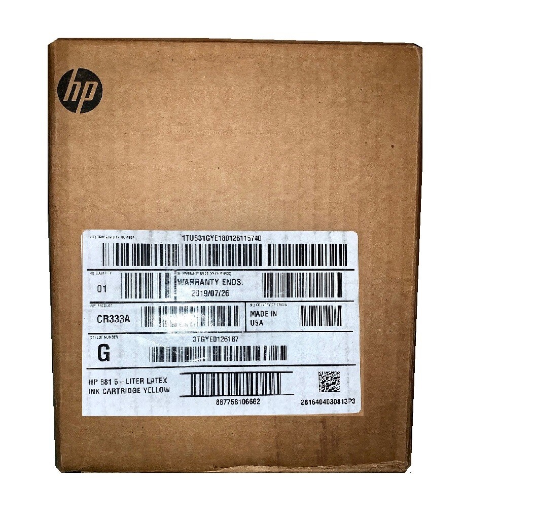 Genuine HP Ink Latex 1500 3000 3100 3500 / CR333A No 881 YELLOW 5 Litre Ink