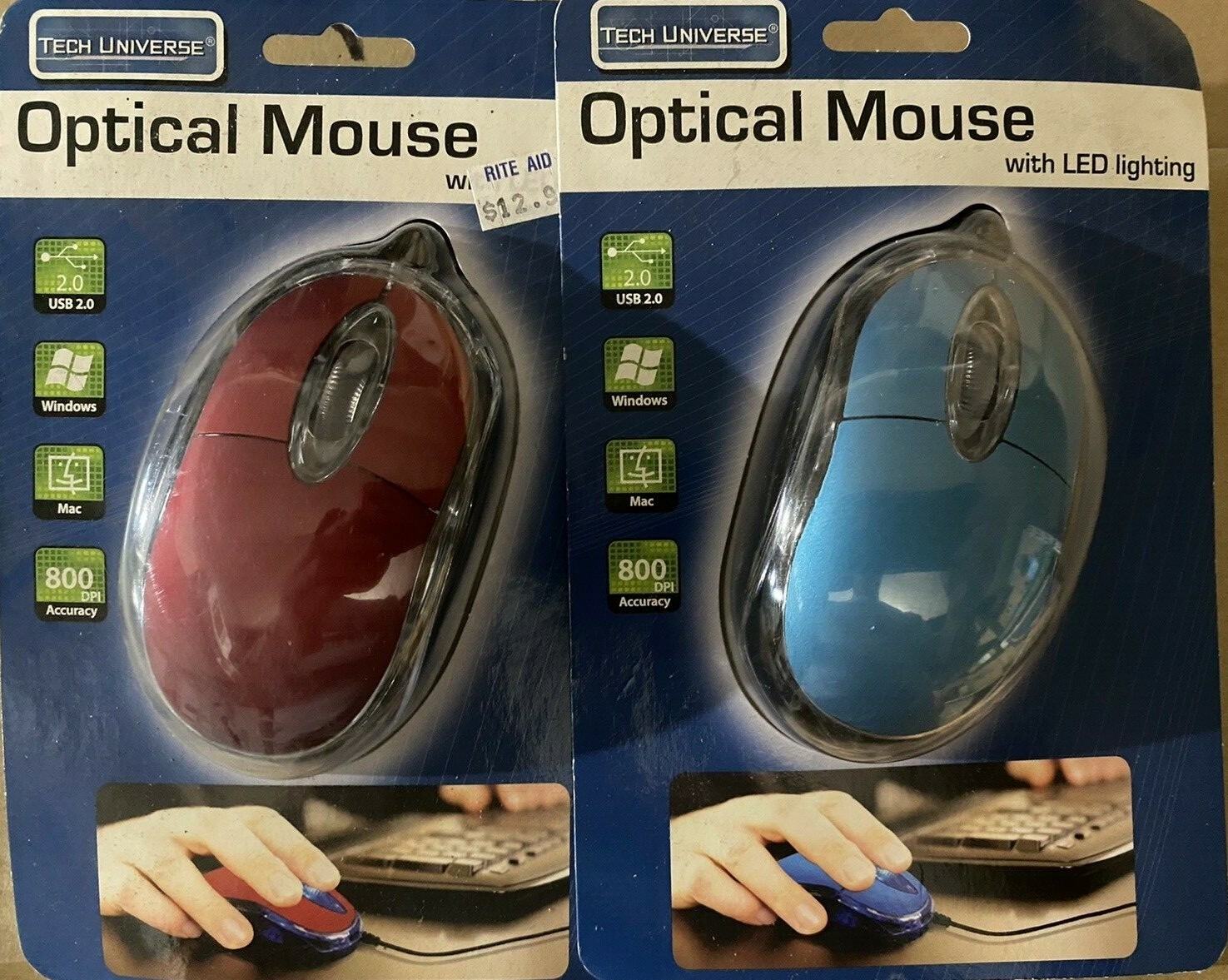 2 New Led light up usb wired optical mice mouse laptop computer security system