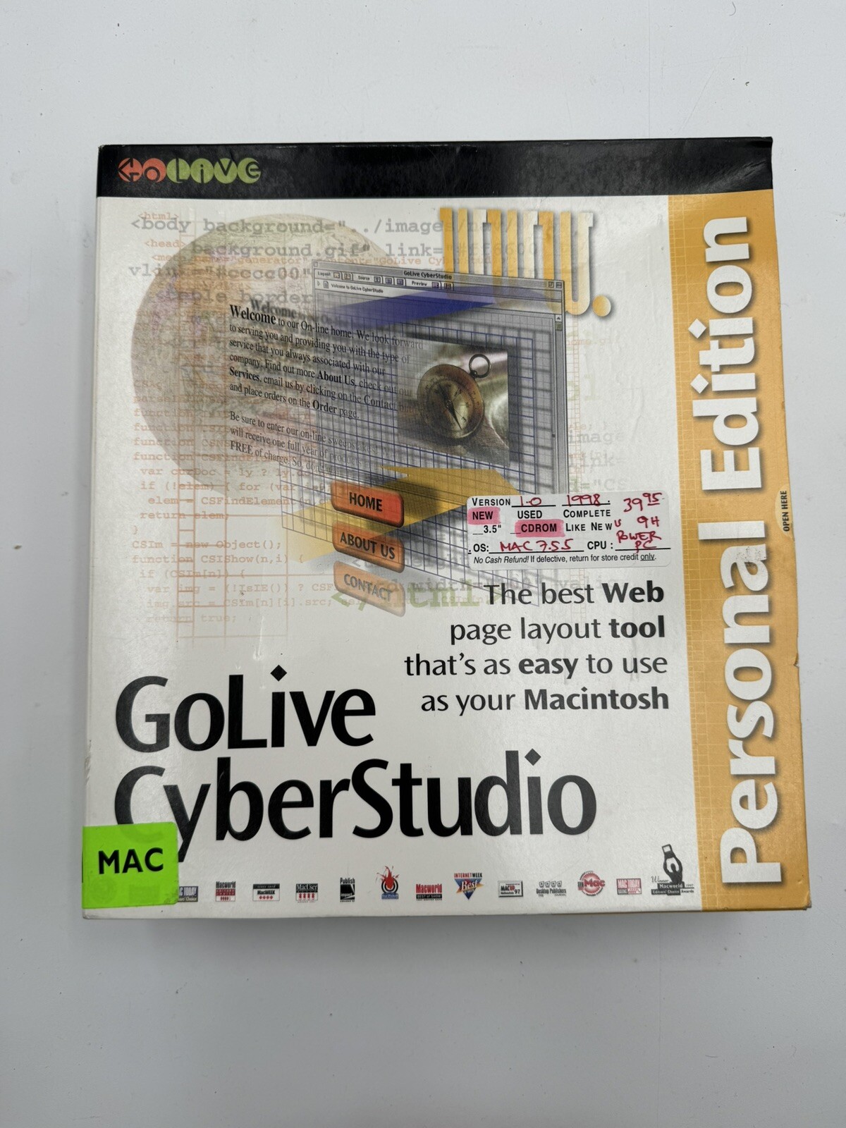 Vintage GoLive CyberStudio Web Publishing Professional Edition Macintosh 1998