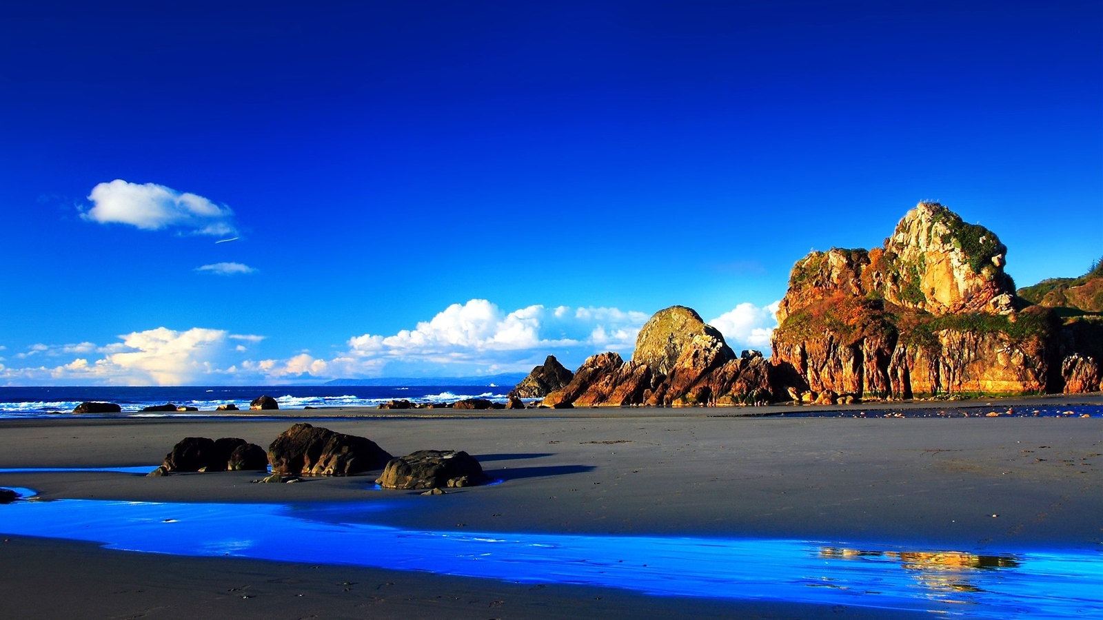 Landscape beach sea rocks pond nature coast Custom Gaming Mat Desk
