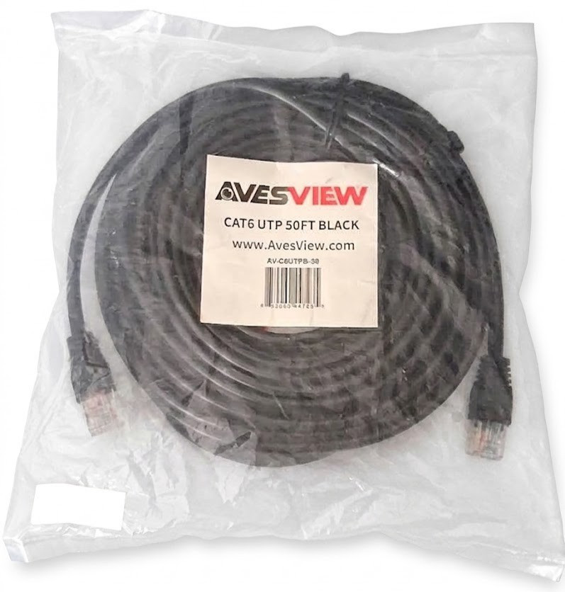 CAT6 UTP Ethernet Cable 50FT Black Network Patch Cord, NEW, Sealed