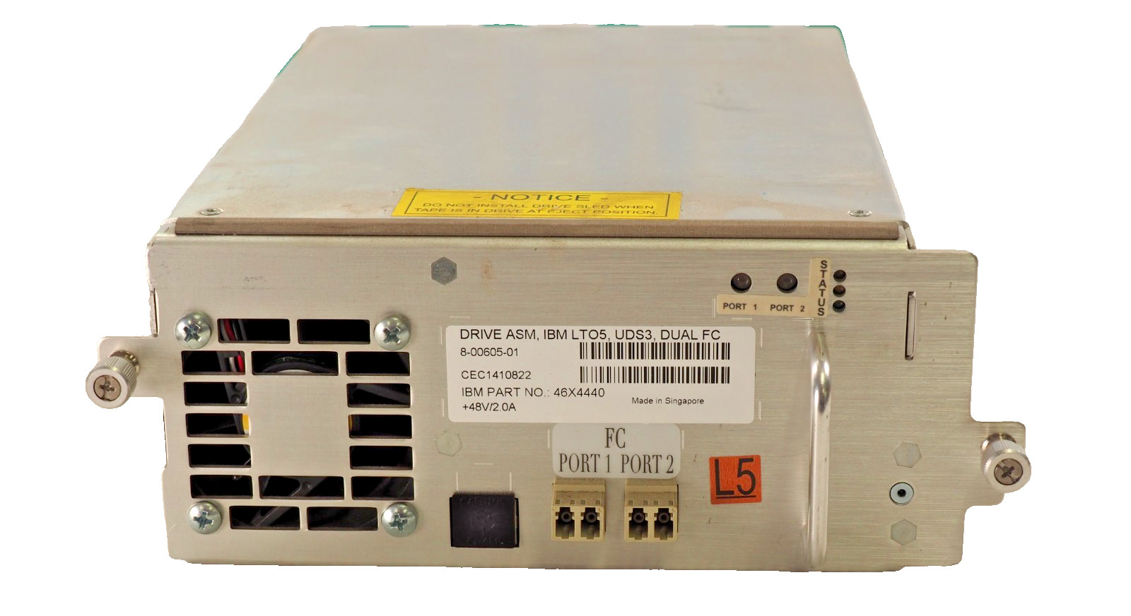 IBM LTO-5 DUAL FC 8Gb UDS3 8-00605-01 46X4440 Tape Drive