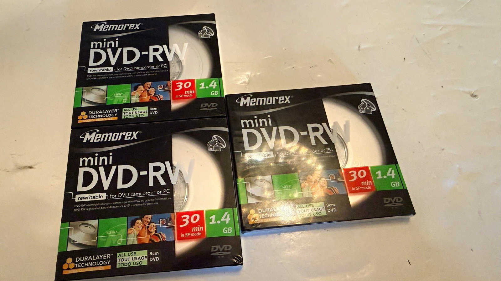 Memorex Mini DVD-RW 1.4GB 30 Min 8cm Rewritable Camcorder Discs NEW Sealed Lot 3