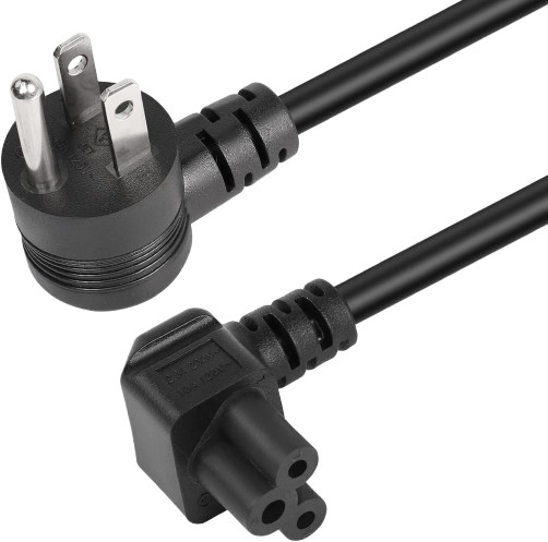 4.9Ft 90 Degrees 3 Prong AC to IEC320 C5 Power Cord,18Awg 100V~250V up Angle NEM
