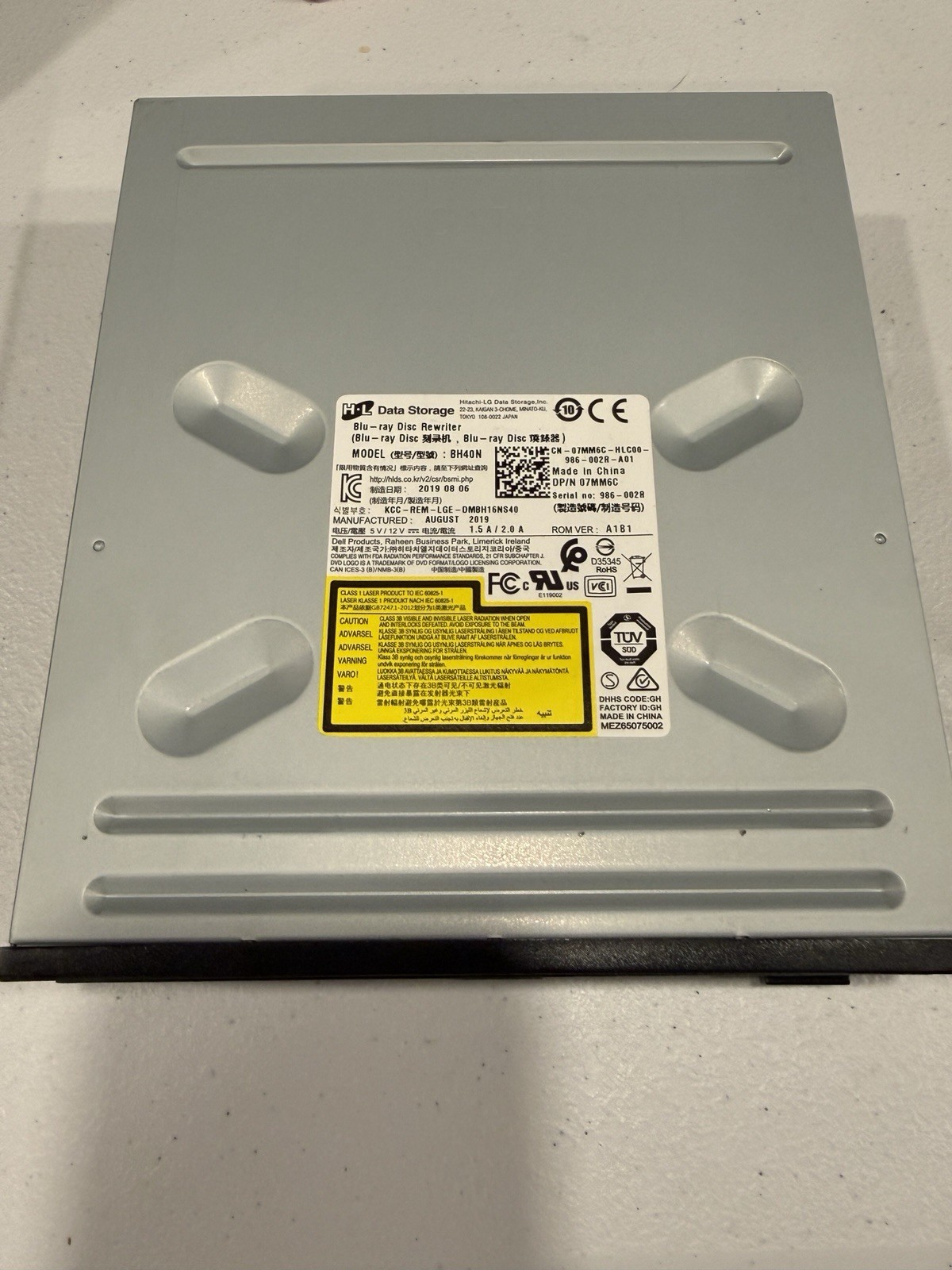 Hitachi LG Data Storage BH40N Blu-Ray Disc Re-Writer SATA Dell 07MM6C