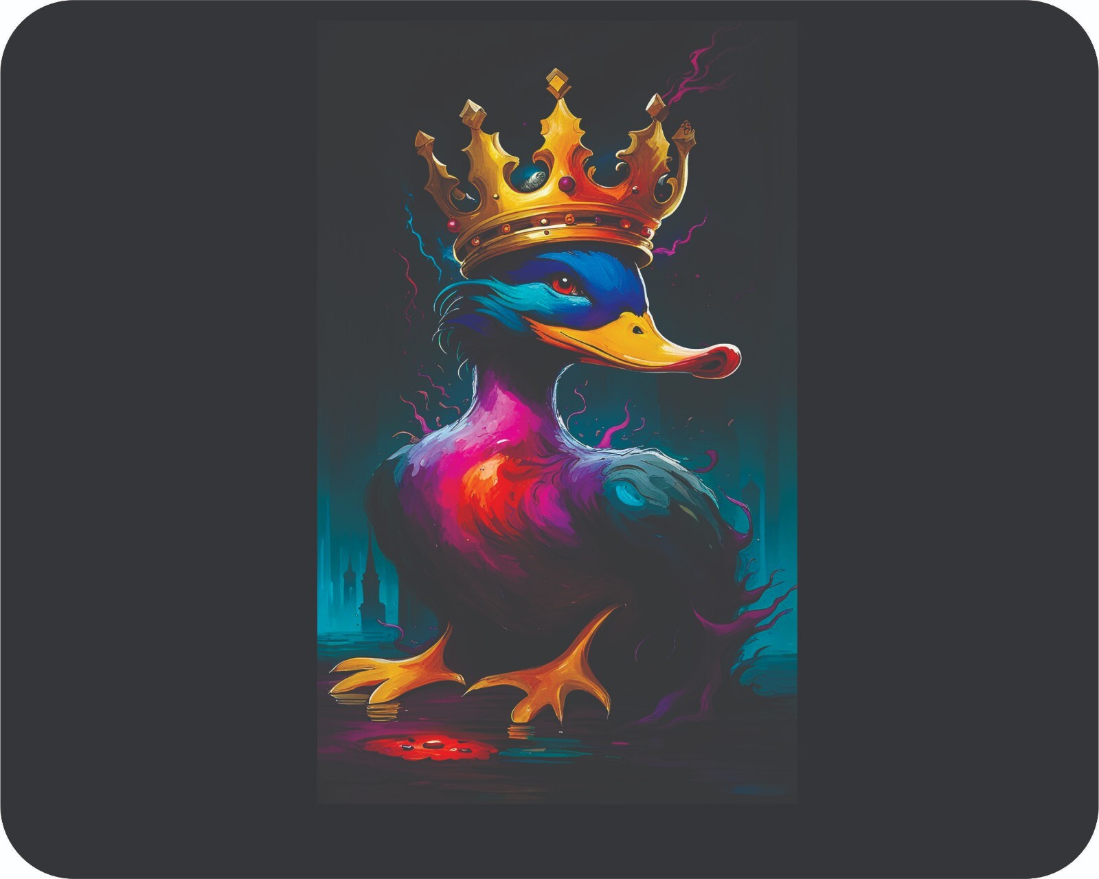 Duck King Fun Cartoon Art  Mouse Pad Stunning Photos AI Drawing Mousepad