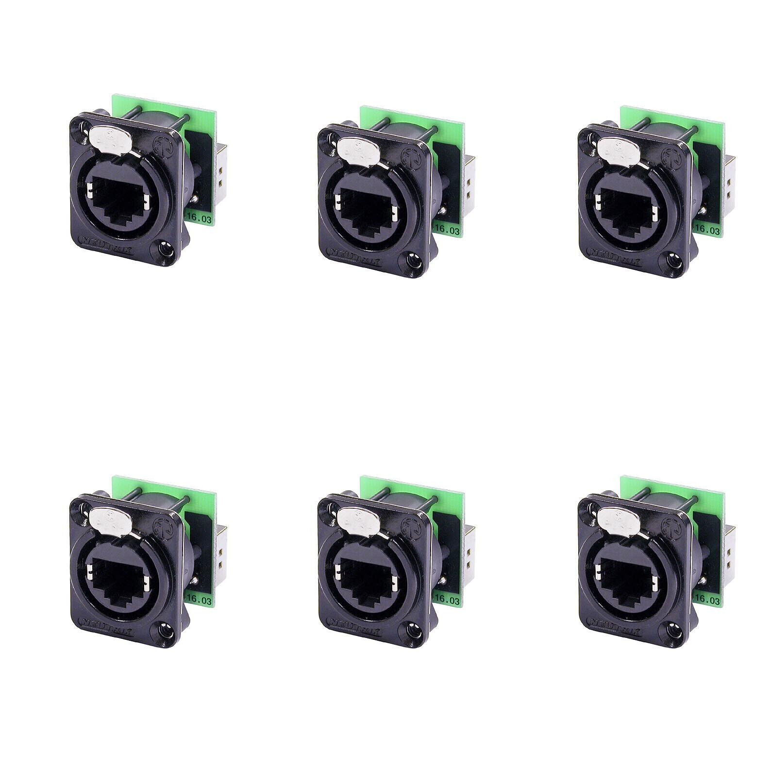 6 Neutrik RJ45 Ethercon Ethernet Pass-Through Panel Mount Connectors - Black
