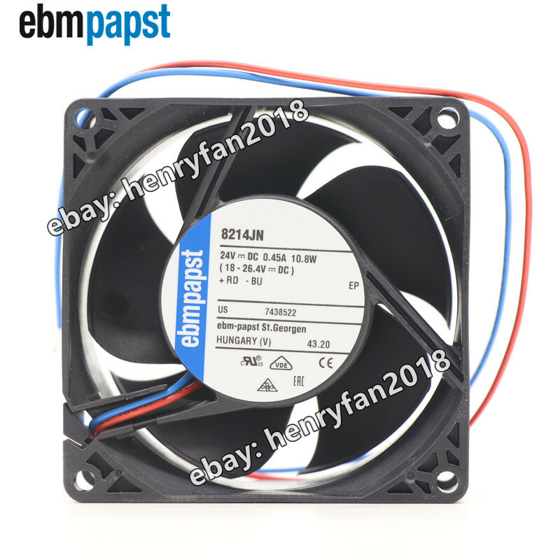 Ebmpapst 8214JN Axial Fan 24V 10.8W 0.45A 80*80*38MM Inverter Cooling Fan 2-Wire
