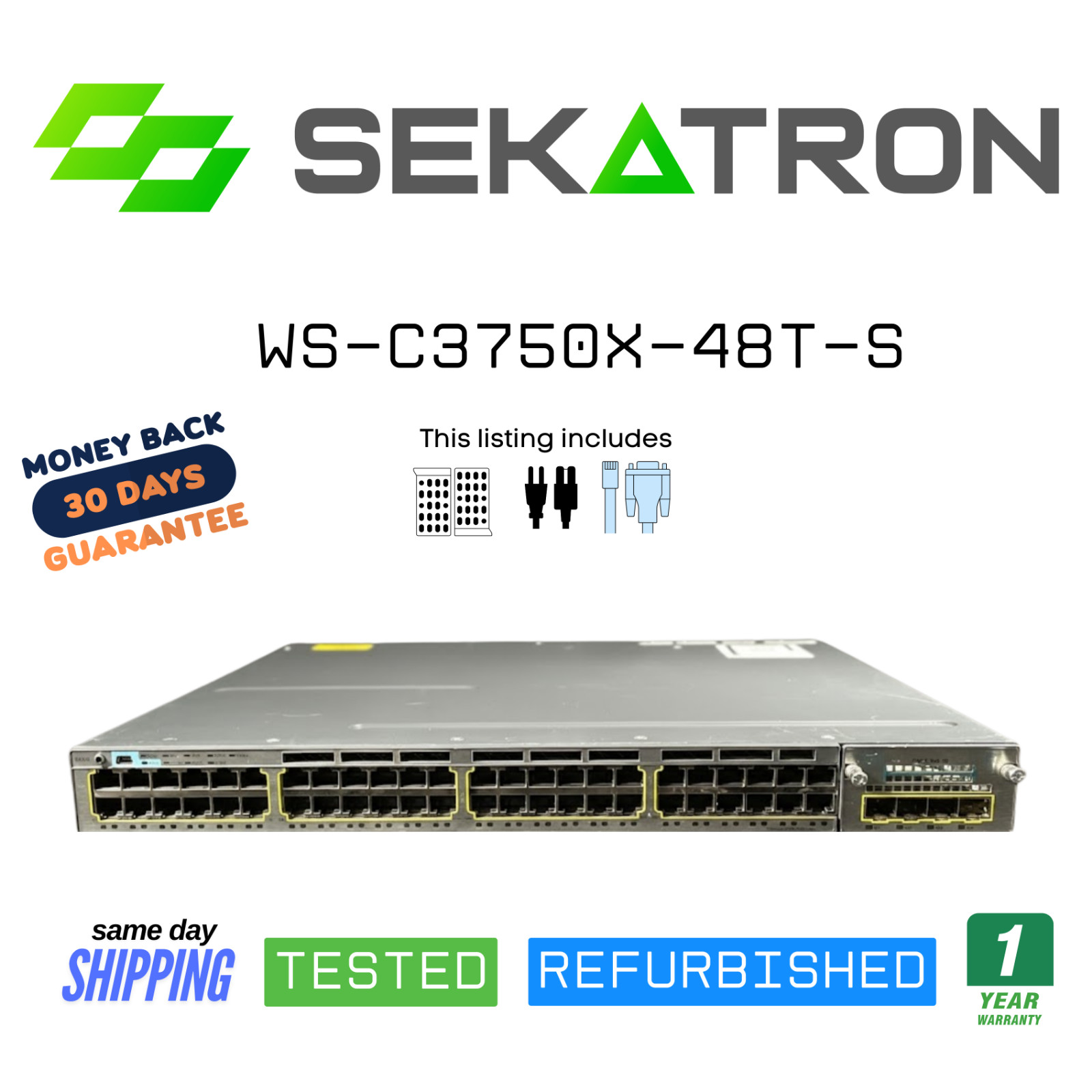 ♻️ Cisco Catalyst WS-C3750X-48T-S 48-Port Gigabit Ethernet Switch w/ 1G Uplink