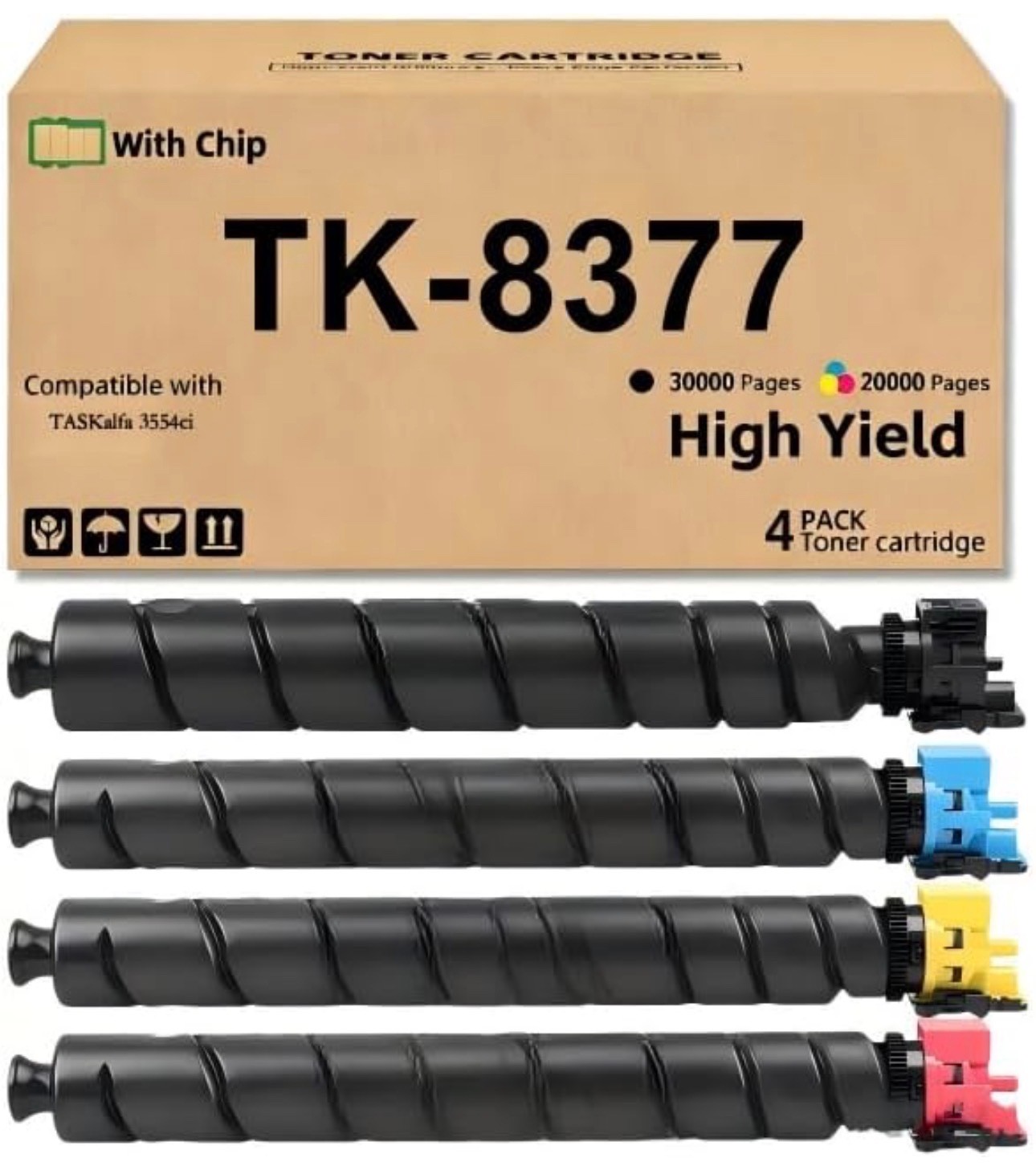 TK8377 Toner Cartridge with Chip for Kyocera TASKalfa 3554ci Printer 4 Pack