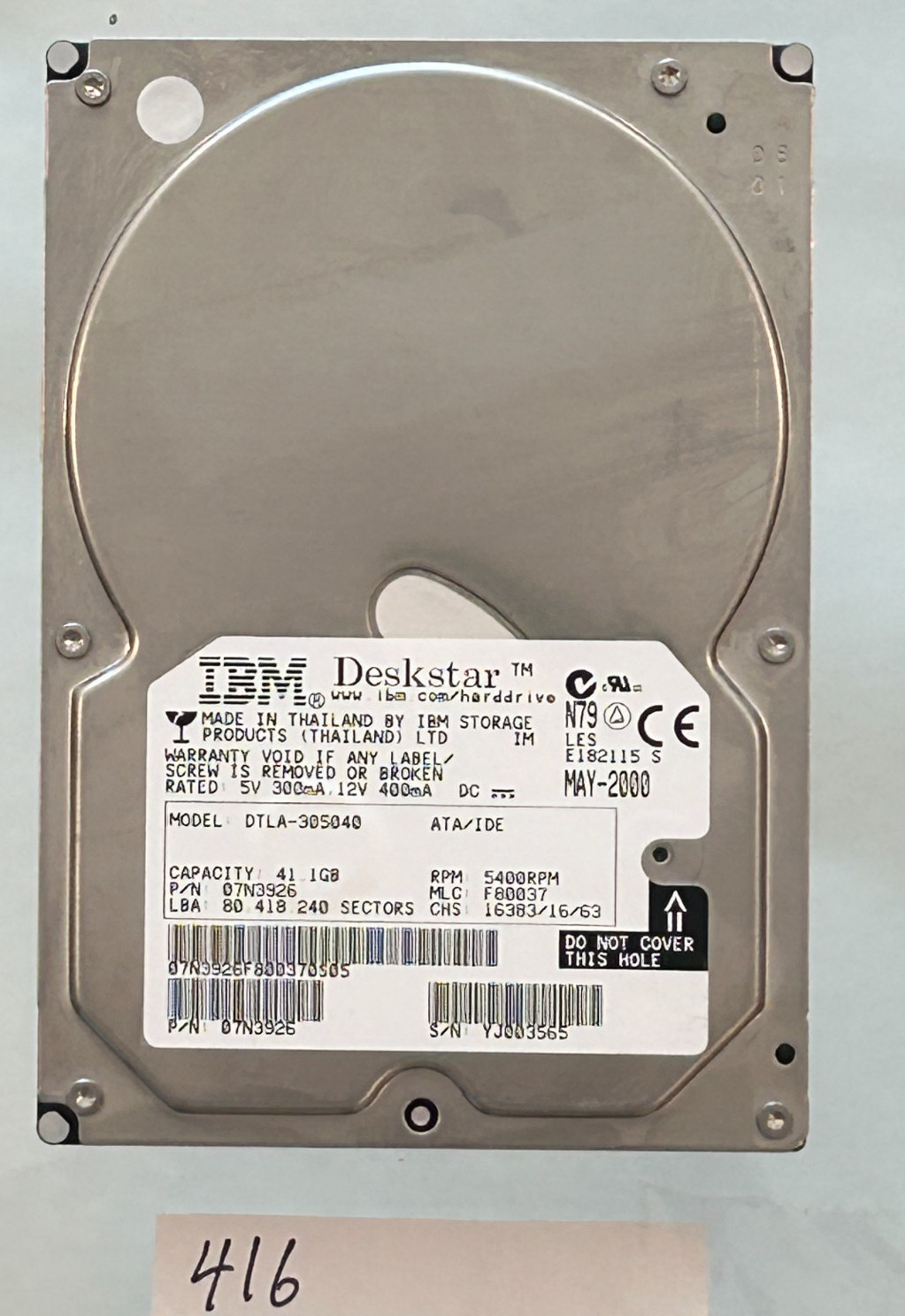 TESTED - 2X IBM Deskstar 40GV DTLA-305040 41.1GB 3.5" Ultra ATA/100 Hard Drive