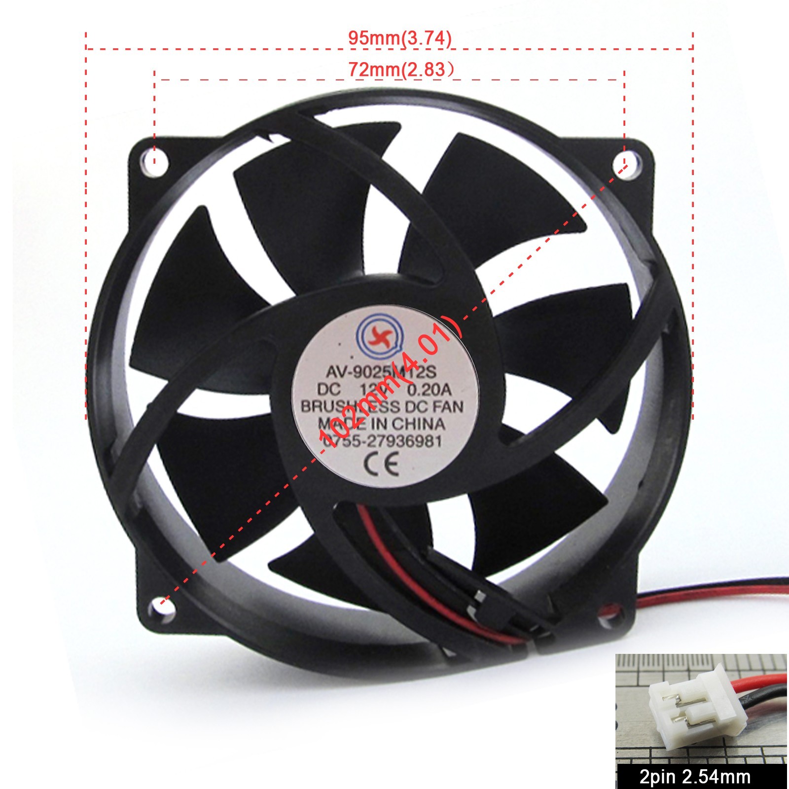 1pc 12V 92mm 9025 Round CPU DC Fan 72mm center hole distance