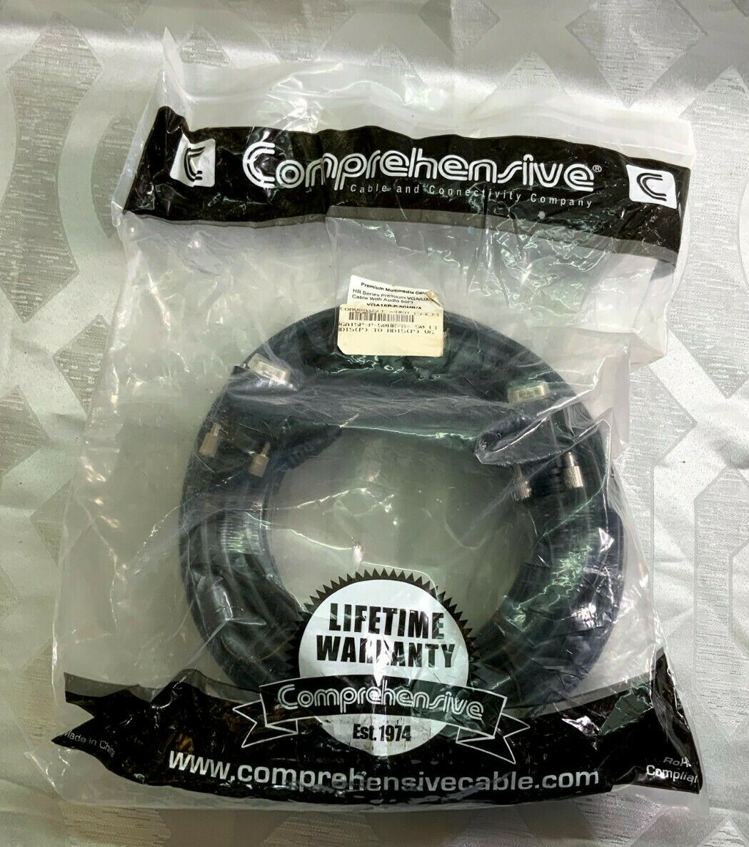 50-ft Super-VGA Cable - HR SERIES PREMIUM VGA/UXGA CABLE WITH AUDIO NEW LIFETIME
