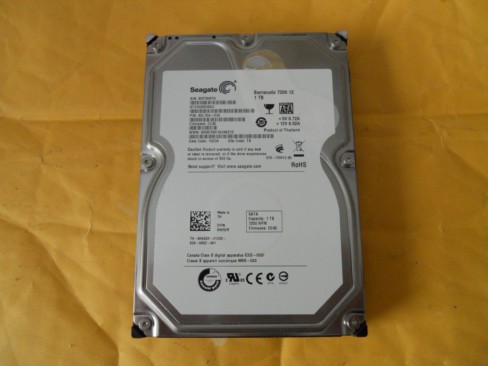 Seagate 1.0 TB  Barracuda ST31000524AS 3.5" SATA III Desktop Hard Drive