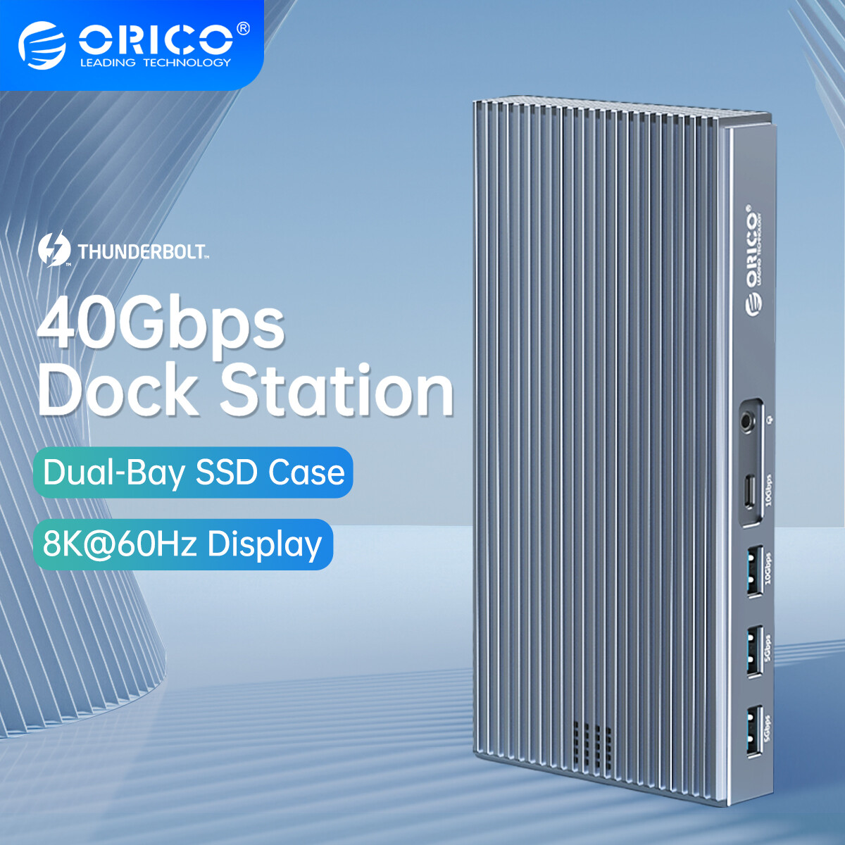 ORICO 8K Thunderbolt 3 Dock M.2 NVMe NGFF Enclosure USB C Laptop Docking Staion