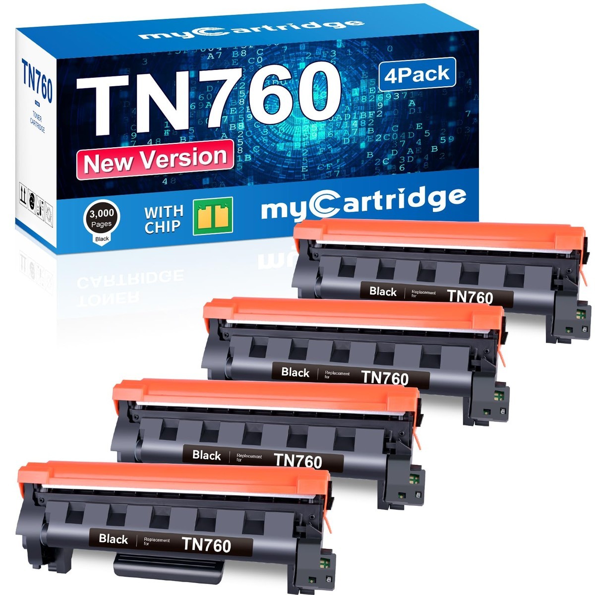 myCartridge TN760 TN-760 Toner 4 Pack Replacement Brother TN760 Toner