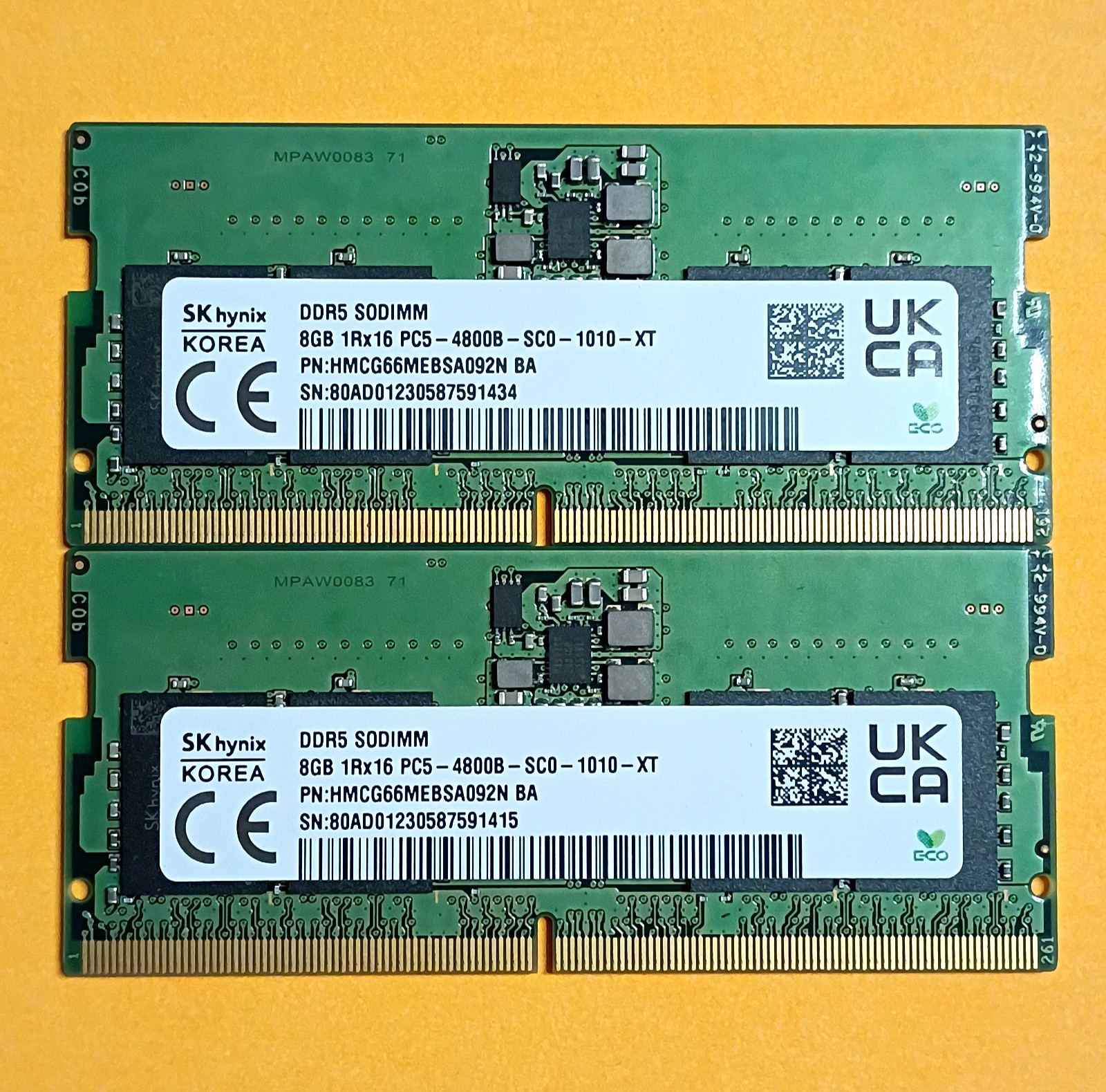 16GB KIT [2X8GB] SK hynix PC5-4800B DDR5 1RX8 SODIMM Laptop Memory RAM Tested✅✅