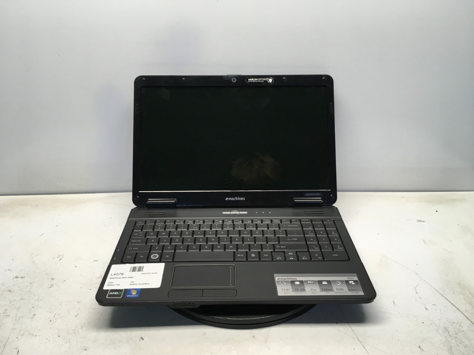 eMachines E627-5583 Laptop - Parts/Repair - No Video