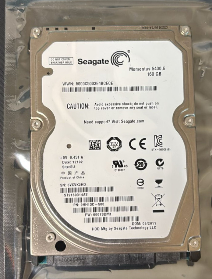 SEAGATE Momentus 160GB 2.5" SATA ST9160314AS  5400RPM Laptop Hard Drive Tested